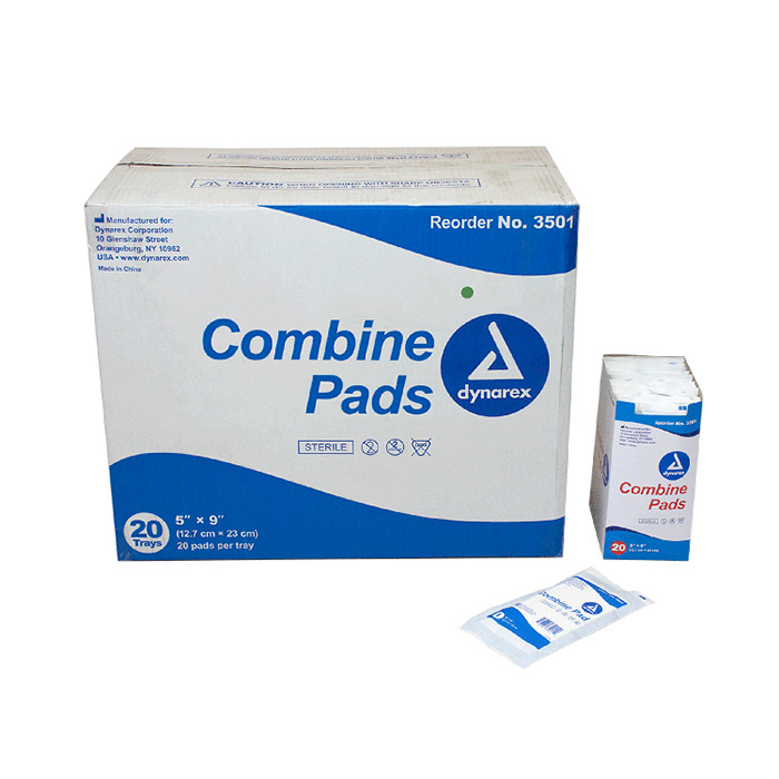 Dynarex Combine Pads, Sterile, 5 x 9 Inch, 20 Box
